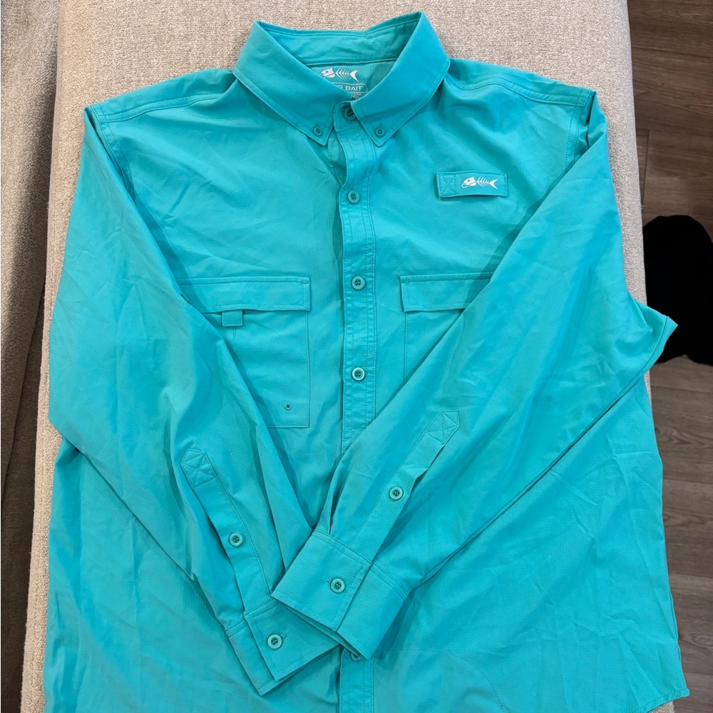 Silver Bait Blue Casual Button Down Shirt Lightweight fishing shirt